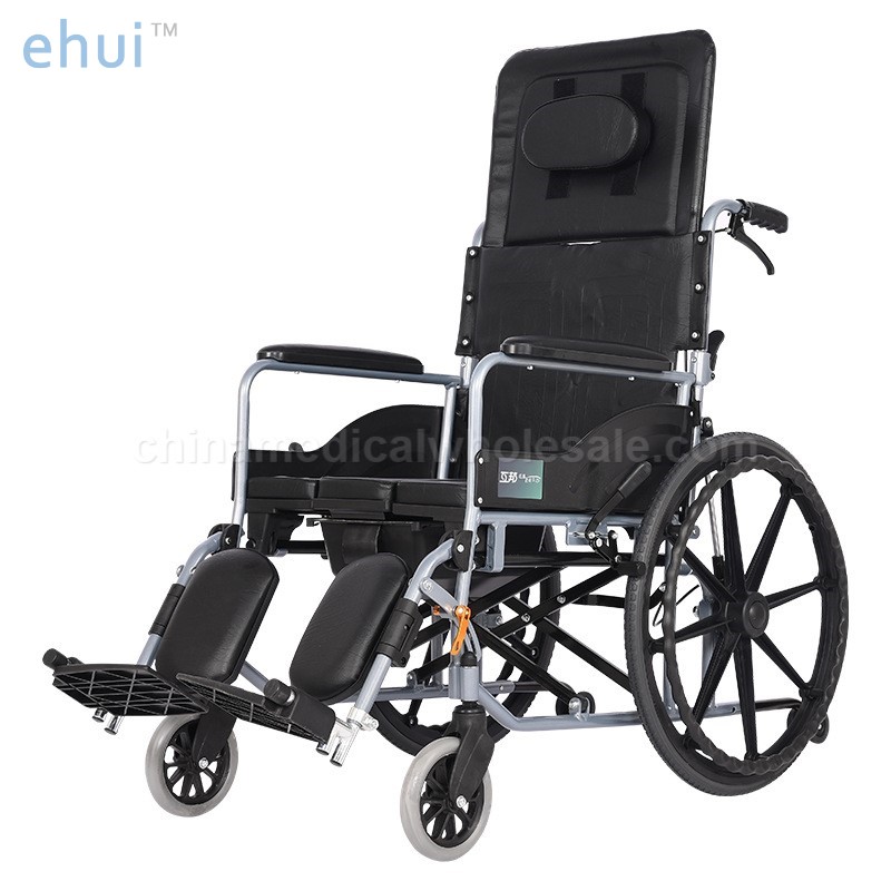 Manual wheelchair aluminum alloy frame elderly light folding full lying with toilet scooter