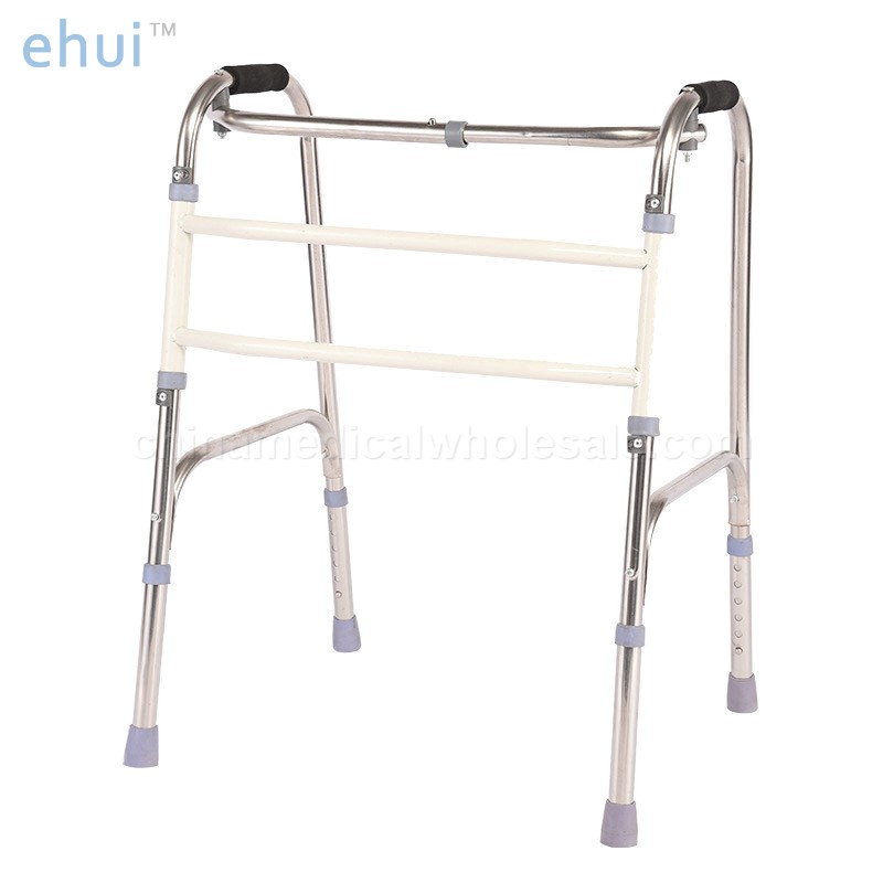 Stainless steel walking aid with straight folding belt and wheel seat