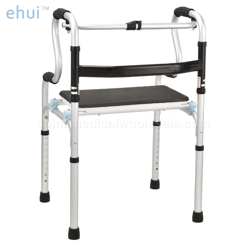 Portable folding walker for rehabilitation belt wheel assisted sitting crane