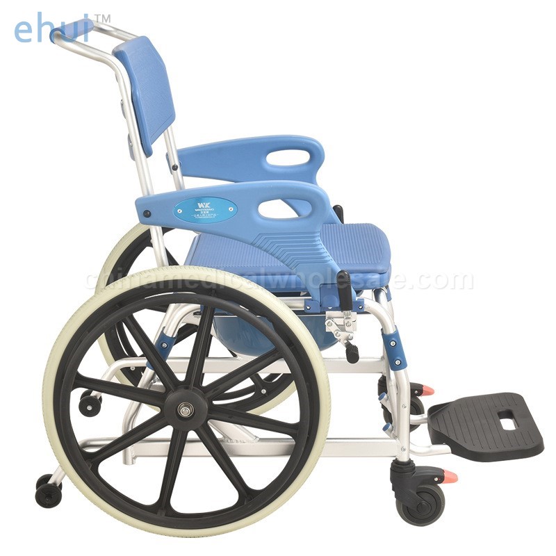 Reinforced wheeled armrest reversible indoor mobile hemiplegic toilet chair