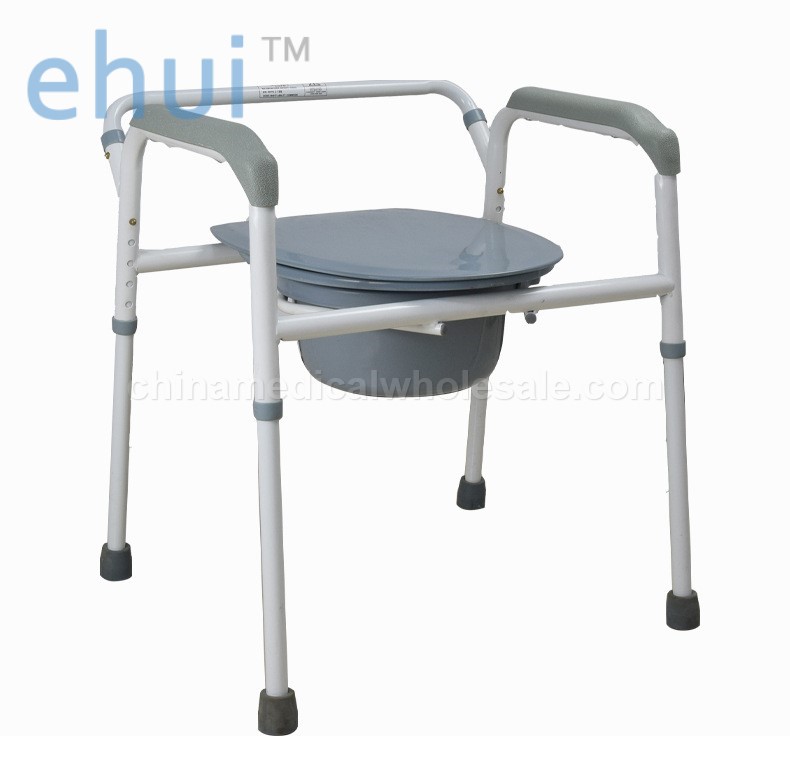 Portable folding steel pipe toilet chair