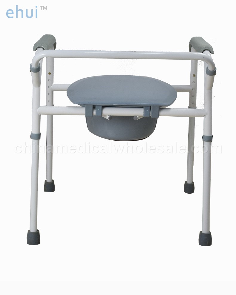 Portable folding steel pipe toilet chair