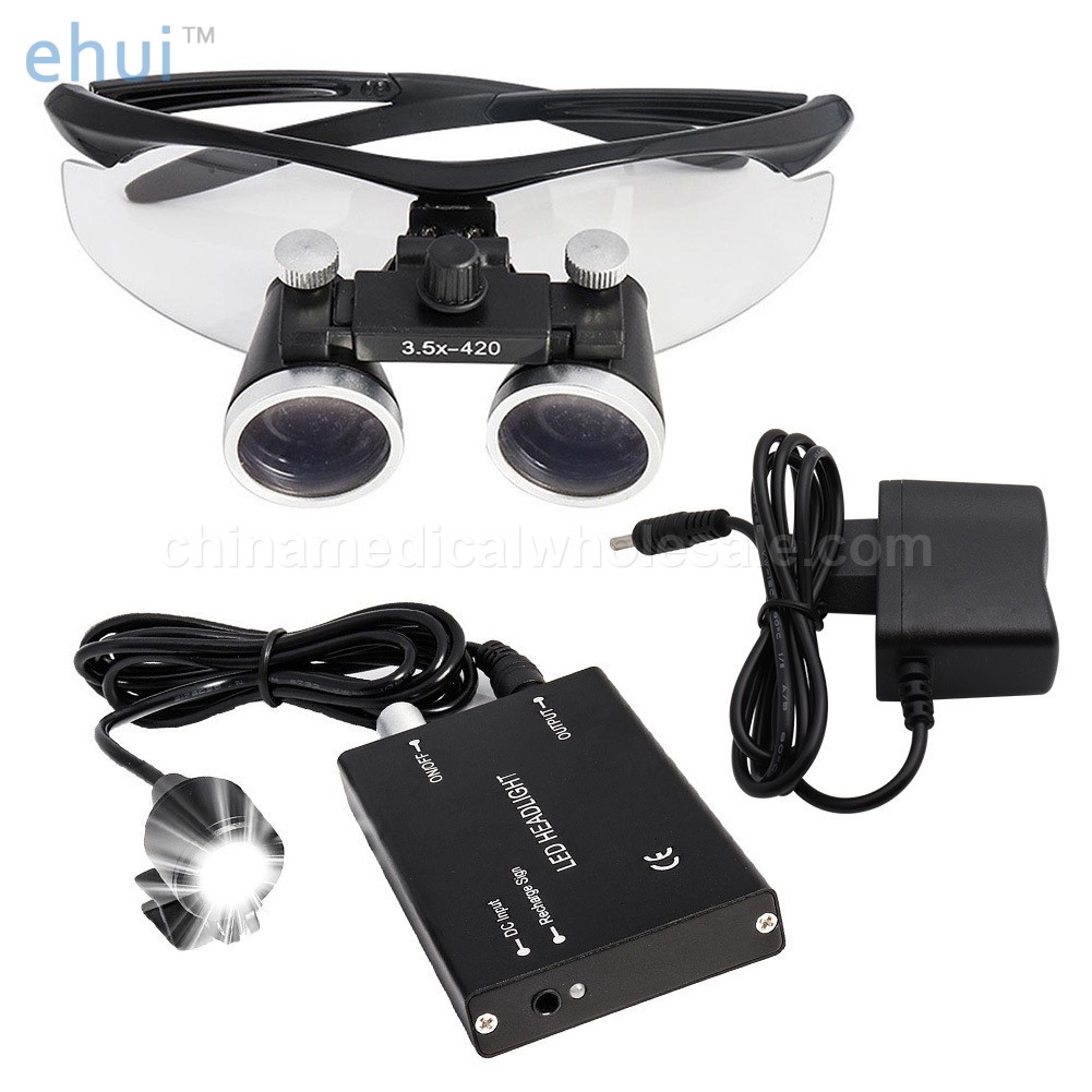 Black headlamp with zipper bag set binocular magnifying glass