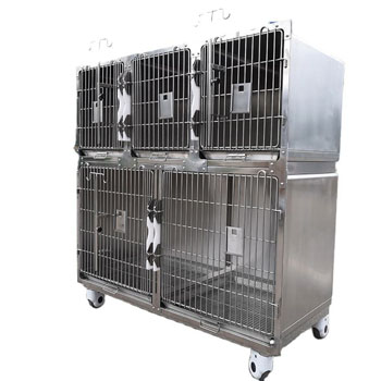 Durable and Beautiful Combined Stainless Steel Foster Pet Cage with Two Layers and Five Doors