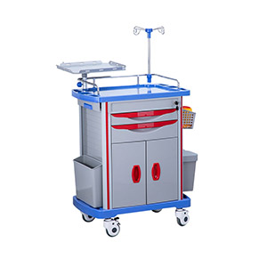 Supply ABS double door resuscitation trolley medical multi-function trolley manufacturer