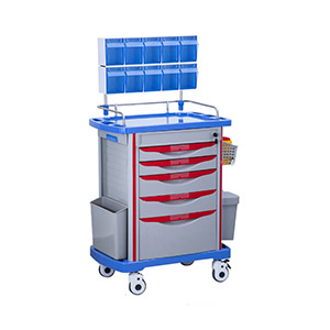 Supply ABS double row anesthesia trolley medical multi-function trolley manufacturer